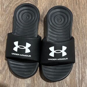 Under Armour Black and White Slide Sandals